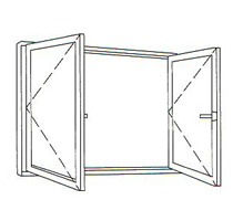 固定丁番外開き窓イラスト